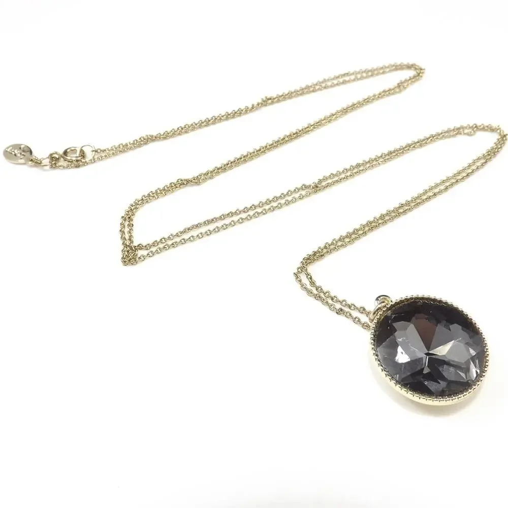 Loft Gray Crystal Pendant Long Silver Necklace, Woman's 34